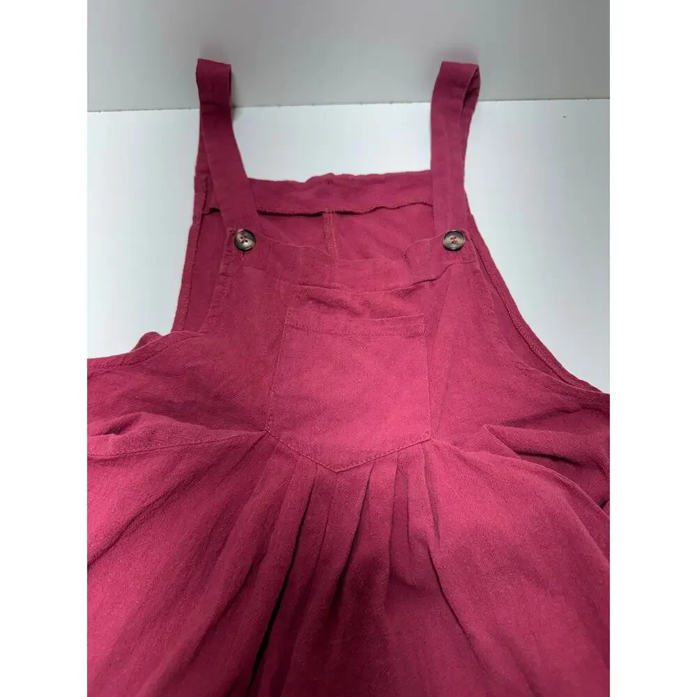 Women’s Jumpsuit Romper Sz XL Wide Leg Baggy Lagenlook Boho Wine Color Beach - Picture 9 of 10